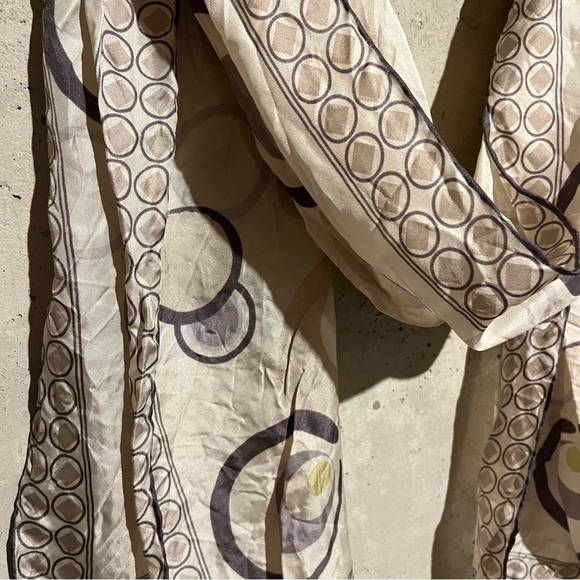 Vintage Liz Claiborne Abstract Geometric Circles 100% Silk Oblong Scarf 58” - Picture 3 of 5